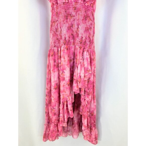 NEW MISA Los Angeles Pink Bo Ruffle Maxi Dress $460 - Picture 5 of 13
